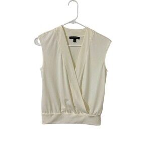 Banana Republic Women's V-Neck Sleeveless Blouse, Ivory Size XXS